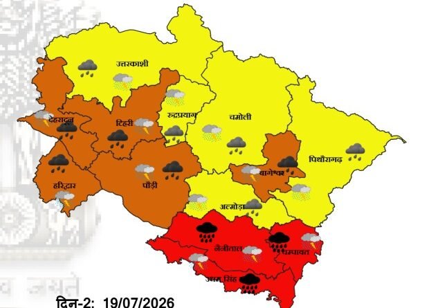 उत्तराखंड में भारी वर्षा की चेतावनी-एलर्ट रहने के निर्देश, अनावश्यक यात्रा से बचने की अपील